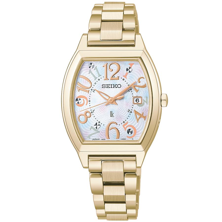 SEIKO LUKIA SSQW104 JDM Liberty Fabric Limited Edition Solar Radio Controlled White Mother of Pearl Titanium Ladies Watch Japan Made