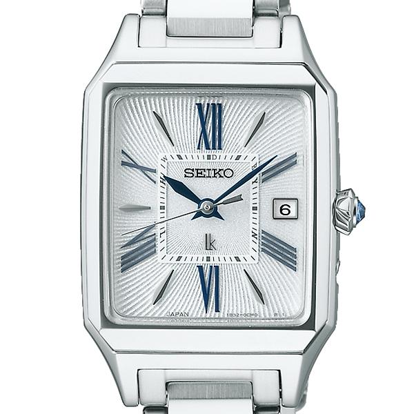 Seiko Lukia Grow SSVW209 Women's Solar Radio-Controlled Square Watch with Calla Lily Design