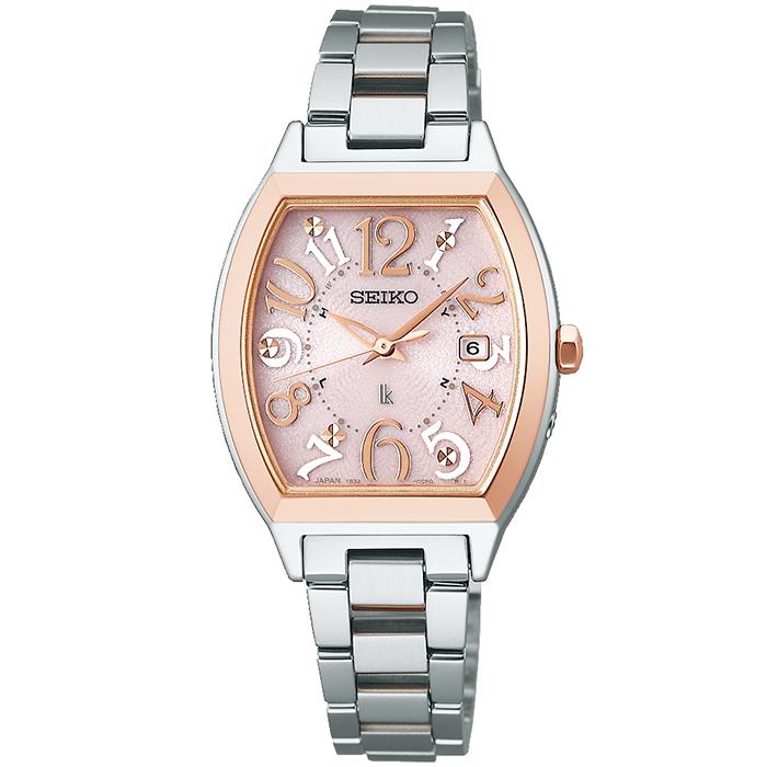 Seiko Lukia Standard Collection SSVW214 Women's Solar Radio-Controlled Tonneau Watch in Pink Gold