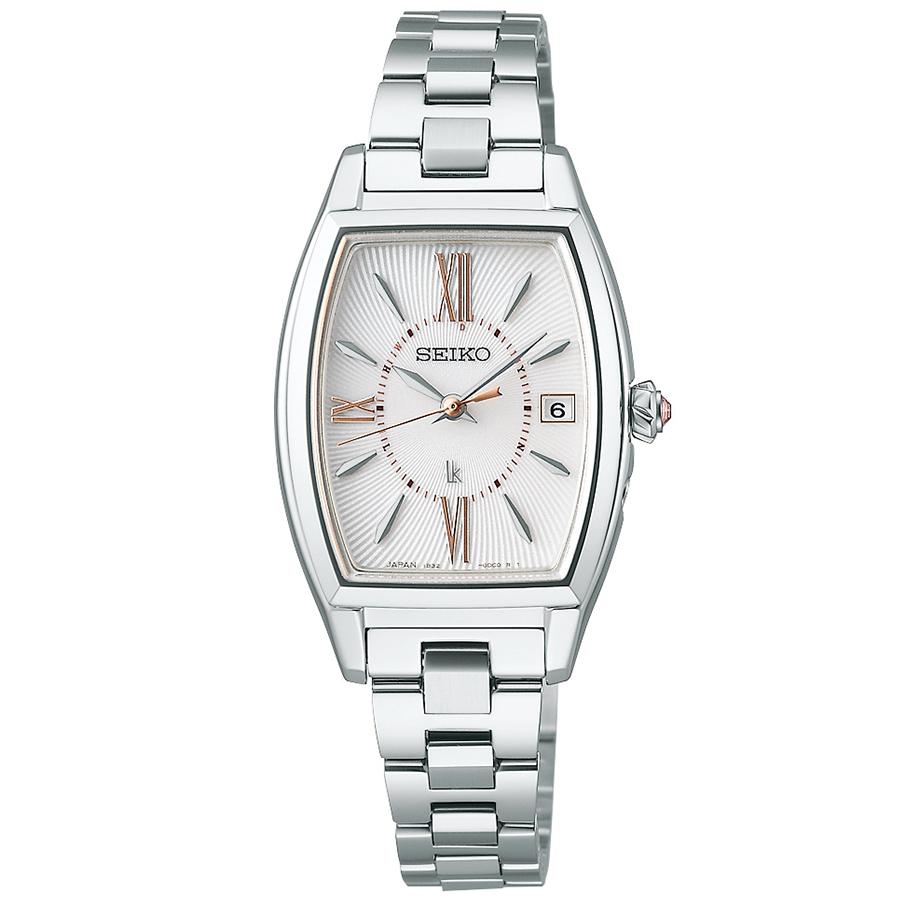 Seiko LUKIA Grow Blossom SSVW229 Women's Solar Radio-Controlled Watch with White Dial and Silver Metal Band