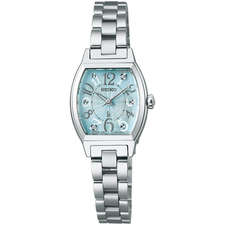 Seiko Lukia Happy Collection SSWA011 Women's Battery-Powered Quartz Watch with Tonneau Movement and Blue Dial