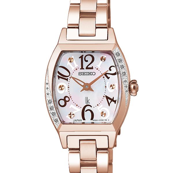 Seiko Lukia Happy Collection SSWA016 Women's Battery-Operated Quartz Watch with Tonneau Movement and White Mother-of-Pearl Dial and Diamond-Set Case