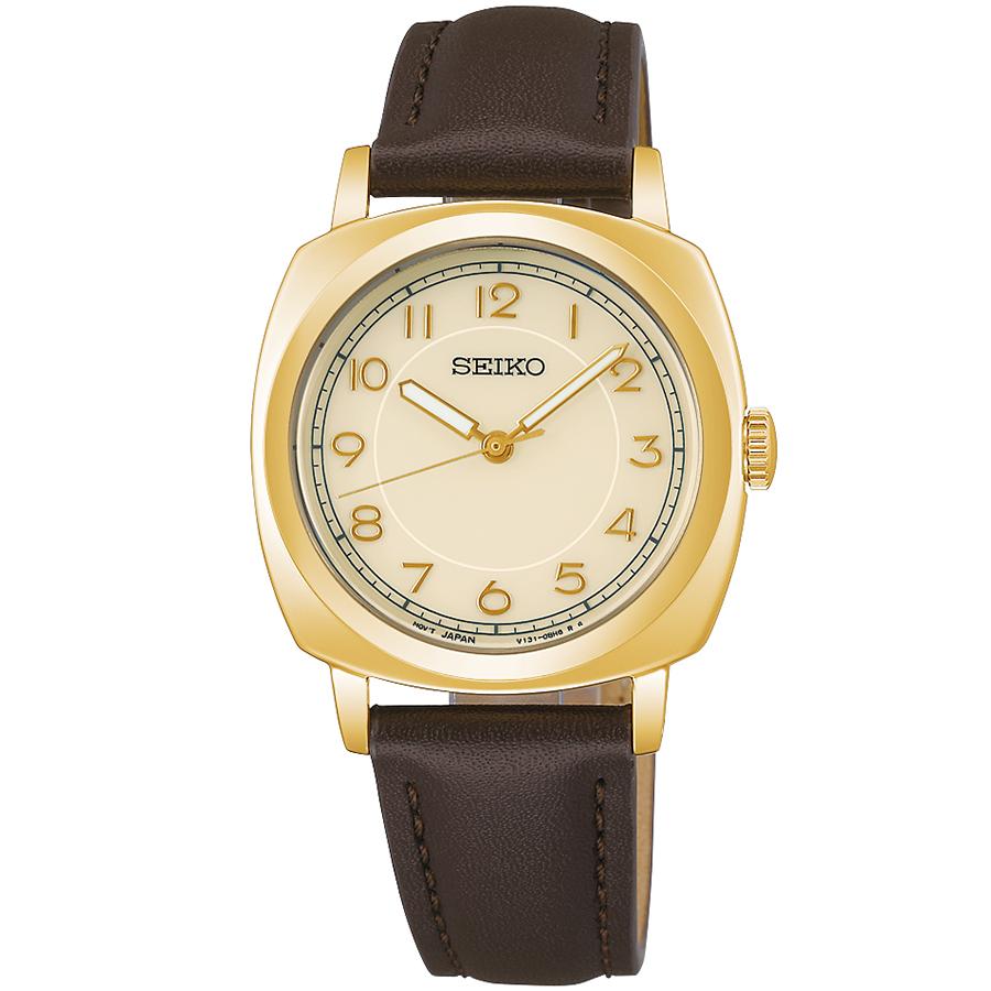 Seiko Selection The Steady Shop Exclusive Model STPX104 Women's Solar Watch with Cushion Ivory Dial and Leather Strap, Released November 21st