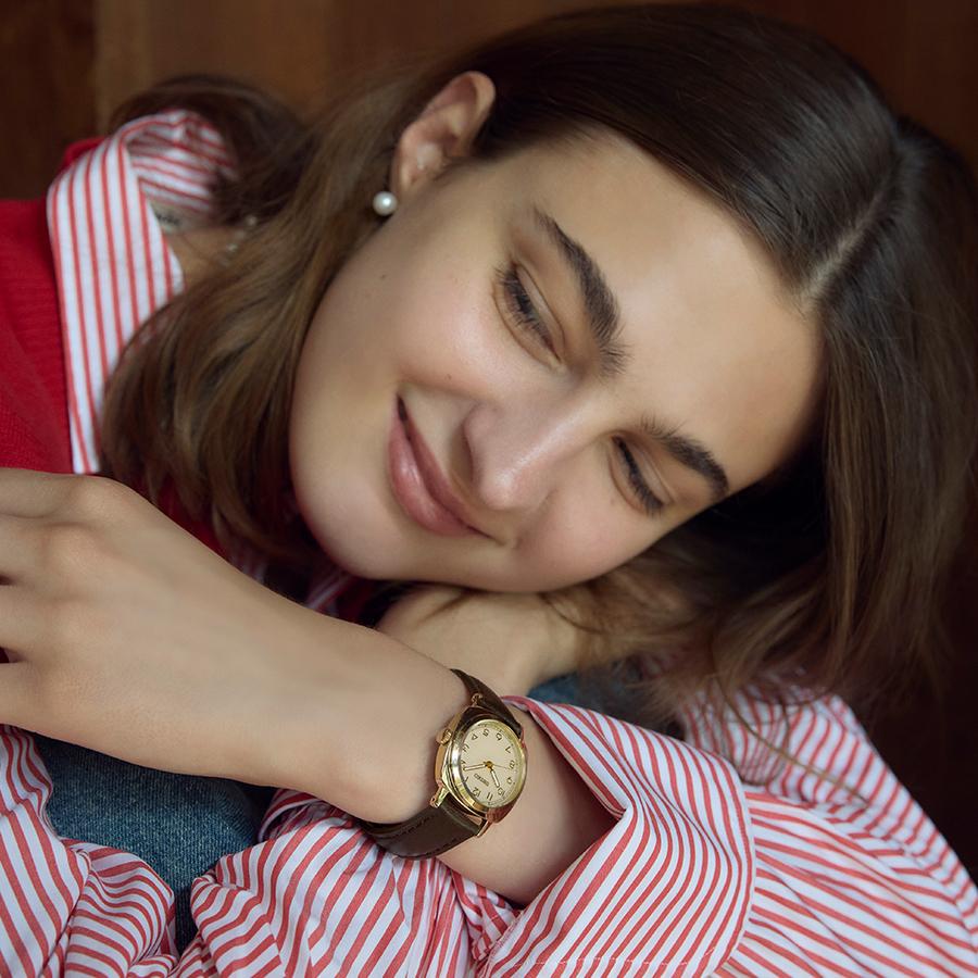 Seiko Selection The Steady Shop Exclusive Model STPX104 Women's Solar Watch with Cushion Ivory Dial and Leather Strap, Released November 21st