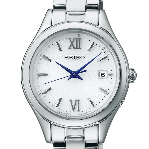 Seiko Selection S Series SWFH129 Women's Solar Radio-Controlled Watch, 3-Hand, Round, White Dial, Metal Band
