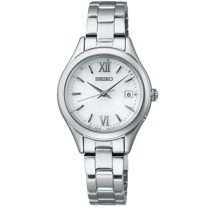 Seiko Selection S Series SWFH131 Women's Solar Radio-Controlled Watch, 3-Hand, Round, Beige Dial, Metal Band