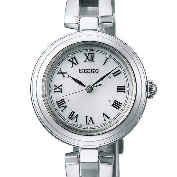 Seiko Selection S Series SWFH145 Women's Solar Radio-Controlled Watch with Three Hands, Roman Numerals, and a White Dial