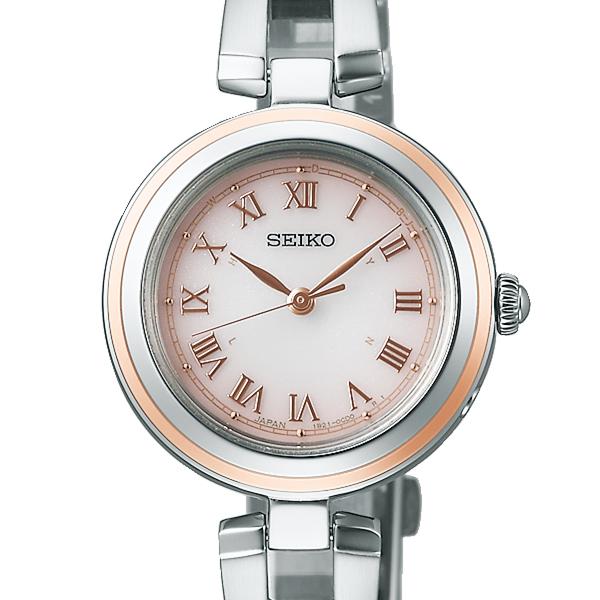 Seiko Selection S Series SWFH146 Women's Watch, Solar-Powered, Radio-Controlled, Three-Hand, Roman Numerals, Baby Pink Dial