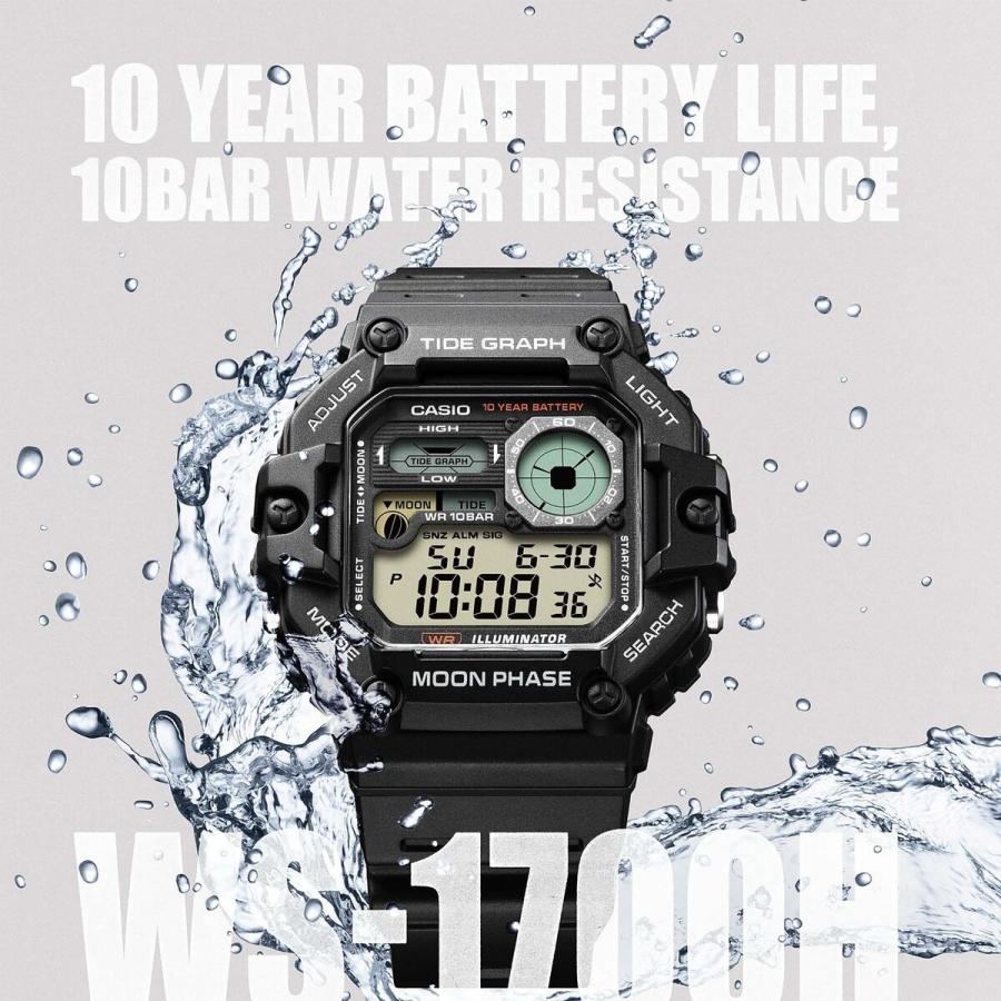 CASIO COLLECTION SPORTS WS-1700H-1AJF JDM Black Digital Tide Graph Moon Data Men's Watch