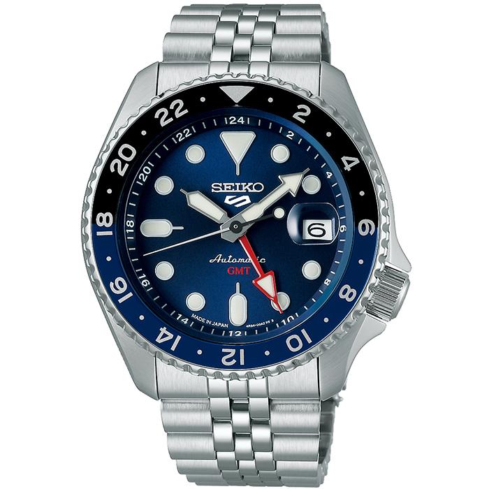 Seiko 5 Sports SKX Sports Style GMT Model SBSC003 Men's Mechanical Automatic Watch, Blue