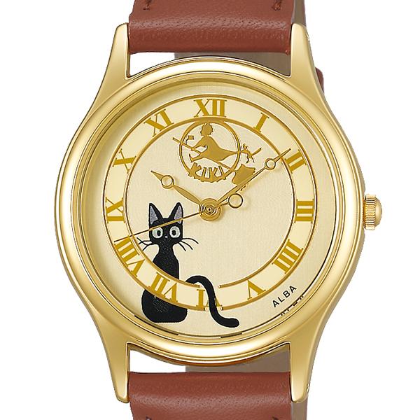 Alba Kiki's Delivery Service Jiji and Kiki Clock Tower Sign ACCK411 Women's Battery-Operated Quartz Watch with Leather Strap