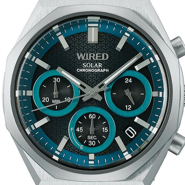 Seiko WIRED REFLECTION UPPER AGAD418 Men's Solar Chronograph Watch, Green and Silver