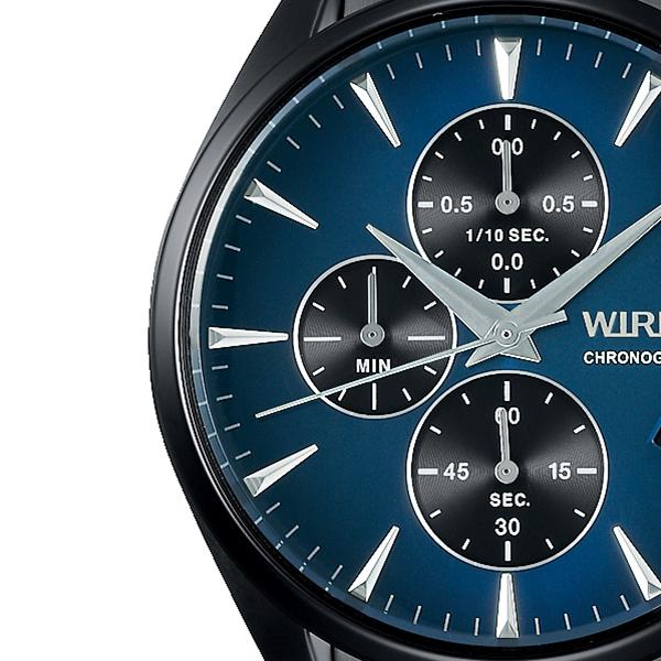 Seiko WIRED TOKYO SORA AGAT440 Men's Quartz Battery-Powered Chronograph Watch in Black and Blue