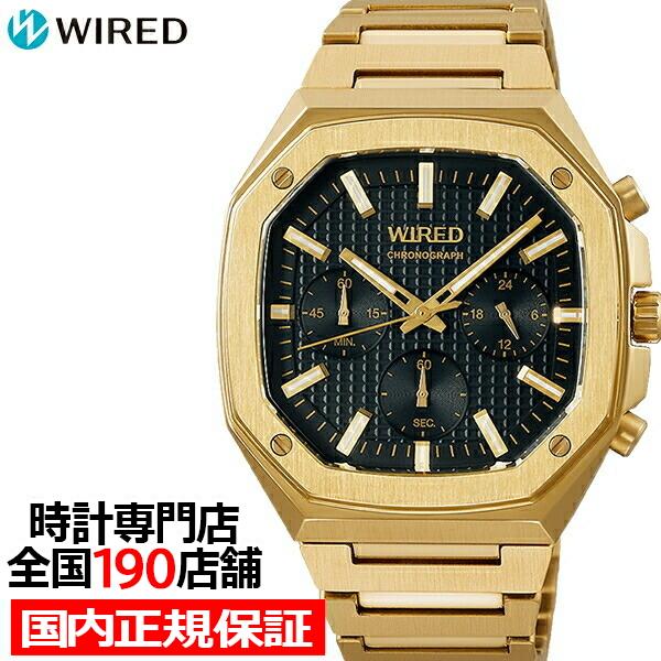 Seiko WIRED REFLECTION OCTAGON AGAT446 Men's Quartz Chronograph Watch, Gold