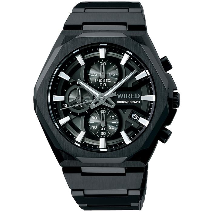 Seiko WIRED REFLECTION Chronograph Model AGAT449 Men's Quartz Watch, Black