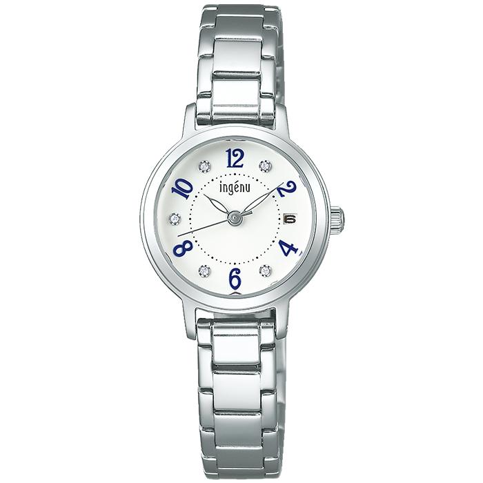 Alba Angeine Quartz AHJK444 Women's Battery-Operated Watch with Crystal Glass, White Dial, Metal Band, and Calendar/Date Function