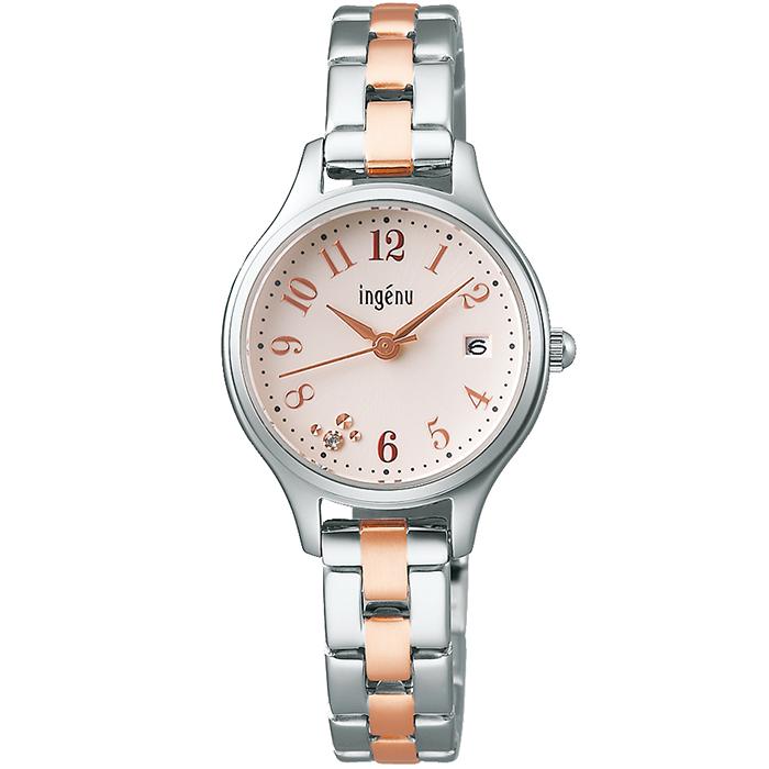Alba Angeine Happy Seven AHJK463 Women's Battery-Operated Watch with Pink Dial, Metal Strap, and Arabic Numerals