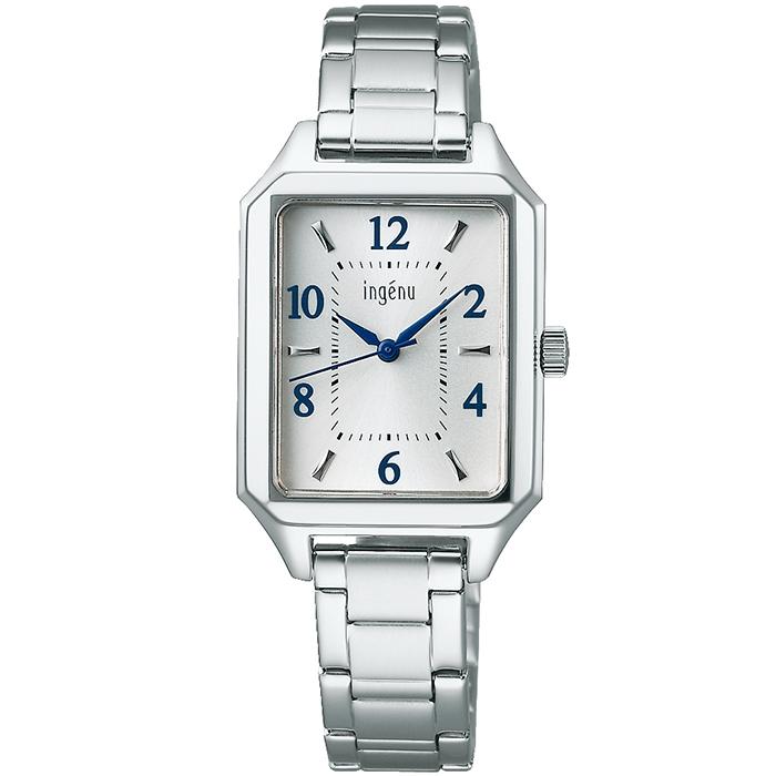 Alba Angenie Square Quartz AHJK468 Women's Battery-Operated Watch with White Dial and Silver Metal Band