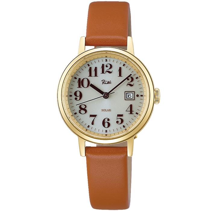 Alba Riki Solar AKQD402 Women's Watch with Camel Leather Strap
