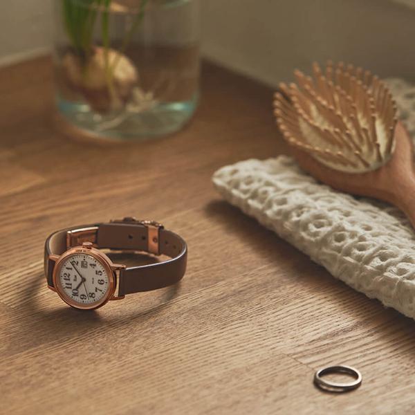 Alba Riki Solar Watch AKQD403 Women's White Dial Brown Leather Strap