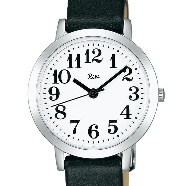 Alba Riki Standard AKQK408 Women's Quartz Watch, Battery-Operated, White Dial, Black Leather Strap
