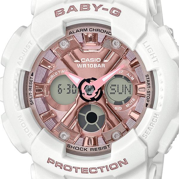 CASIO BABY‑G BA‑130‑7A1JF JDM Analog‑Digital Pink White Street Fashion Casual Women's Watch