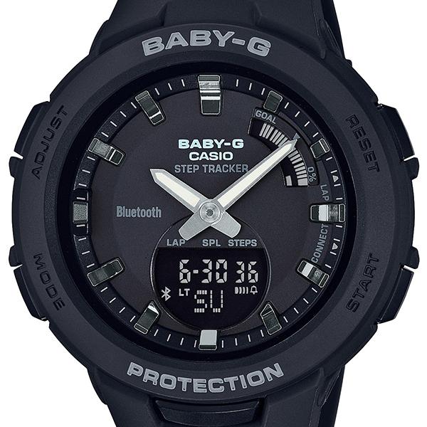 CASIO BABY‑G G‑SQUAD BSA‑B100‑1AJF JDM Mobile Link Step Tracker Analog‑Digital Black Women's Watch