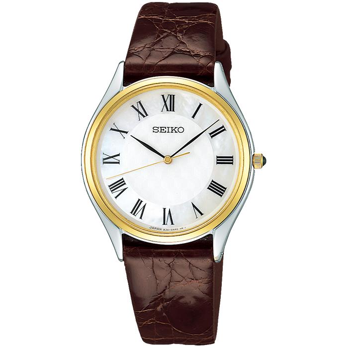 Seiko Dolce & Exceline Pair Quartz SACM152 Men's Leather Band White/Brown