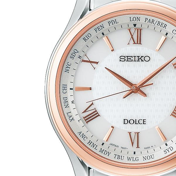 Seiko Dolce & Exceline Pair Solar Radio-Controlled Watch SADZ202 Men's White/Pink Gold