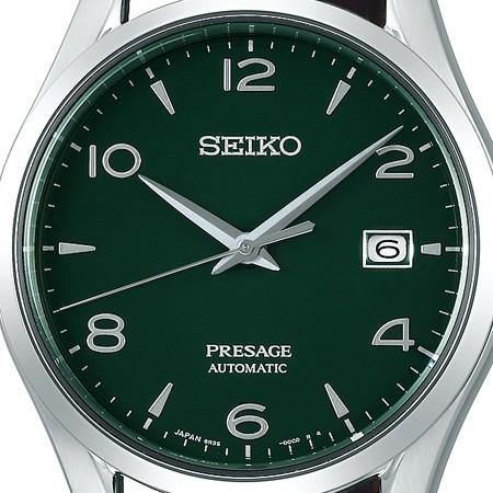 Seiko Presage Limited Edition SARX063 Men's Automatic Mechanical Watch with Green Enamel Dial and Leather Strap, Exclusive Model