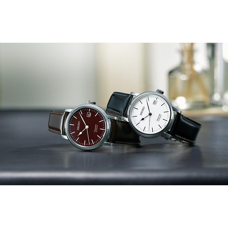 Seiko Presage Riki Watanabe Enamel Dial SARX067 Men's Mechanical Automatic Watch with Leather Strap, Exclusive Model