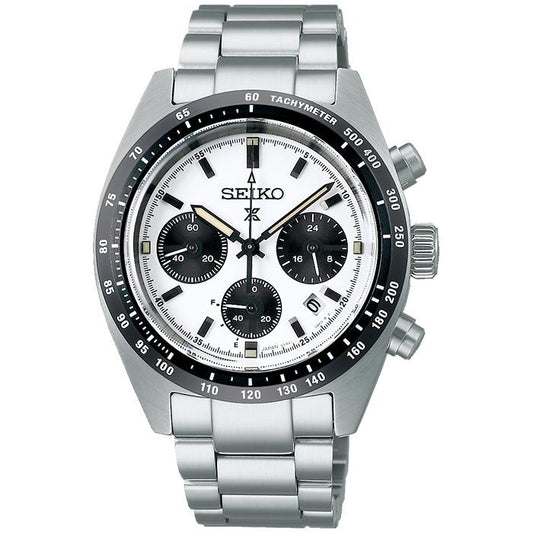 Seiko Prospex SPEEDTIMER Solar Chronograph SBDL085 Men's Watch, White Panda, Limited Stock [S_R9CP]