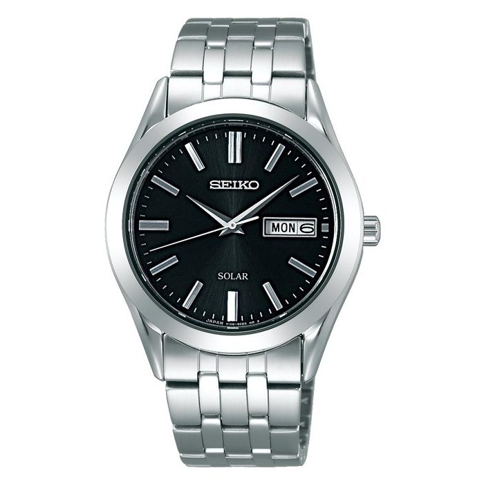 Seiko Selection Spirit Men's Solar Watch with Black Metal Strap, Pair Model SBPX083