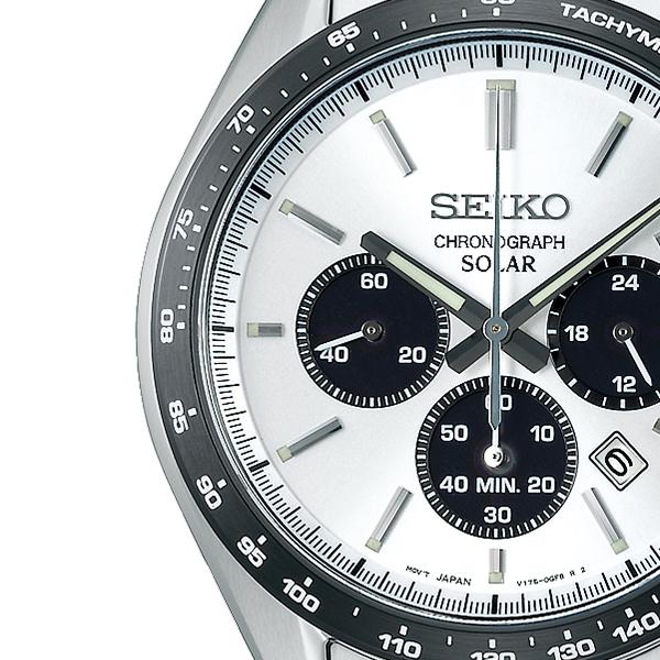Seiko Selection S Series SBPY165 Men's Solar Chronograph Watch, White, Black, Panda