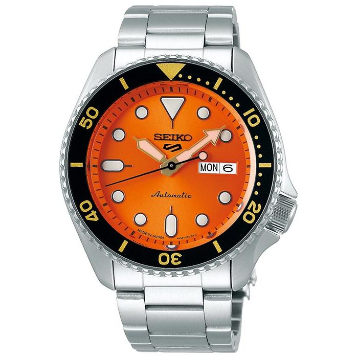 Seiko 5 Sports SBSA009 Men's Mechanical Automatic Watch with Orange Day Date