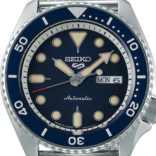 Seiko 5 Sports Suit SBSA015 Men's Mechanical Automatic Watch, Navy Blue with Mesh Strap