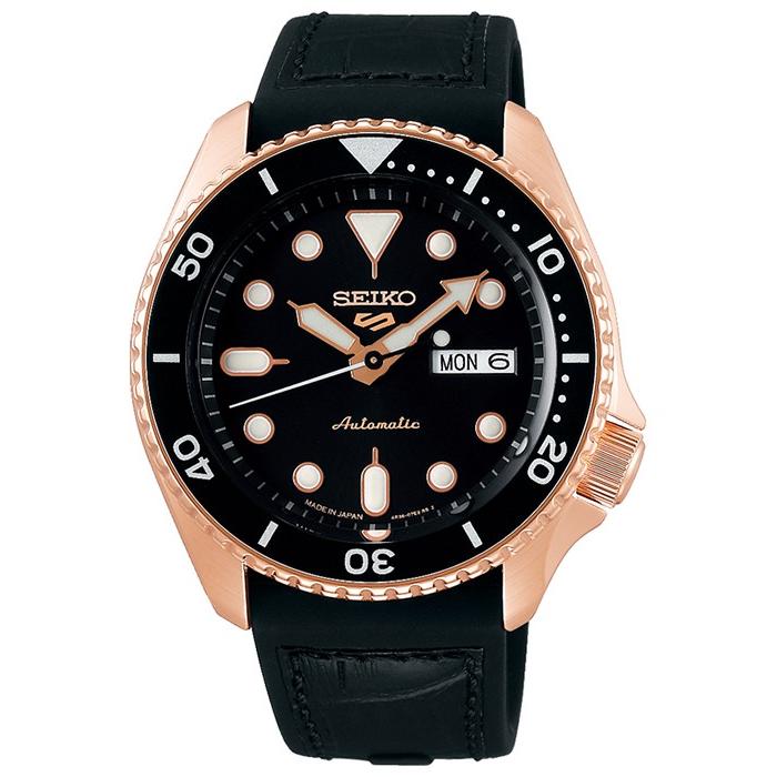 SEIKO 5 Sports Specialist SBSA028 Men's Mechanical Automatic Watch with Black Leather Strap