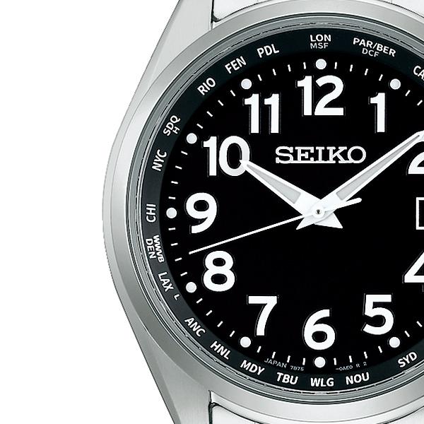Seiko Selection SBTM329 Men's Solar Radio-Controlled Watch with World Time Arabic Numerals, Black