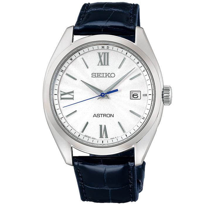 Seiko Astron ORIGIN Solar Radio-Controlled Three-Hand Model SBXY035 Men's Watch with Titanium and Crocodile Leather Strap, Navy Blue [S_BH]