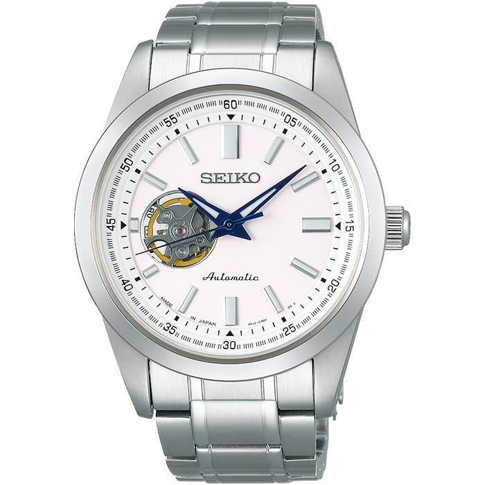 Seiko Selection Mechanical SCVE049 Men's Watch, Open Heart, White