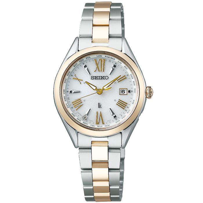 Seiko Lukia Lady Collection SSQV106 Women's Solar Radio-Controlled Watch in Champagne Gold and Silver