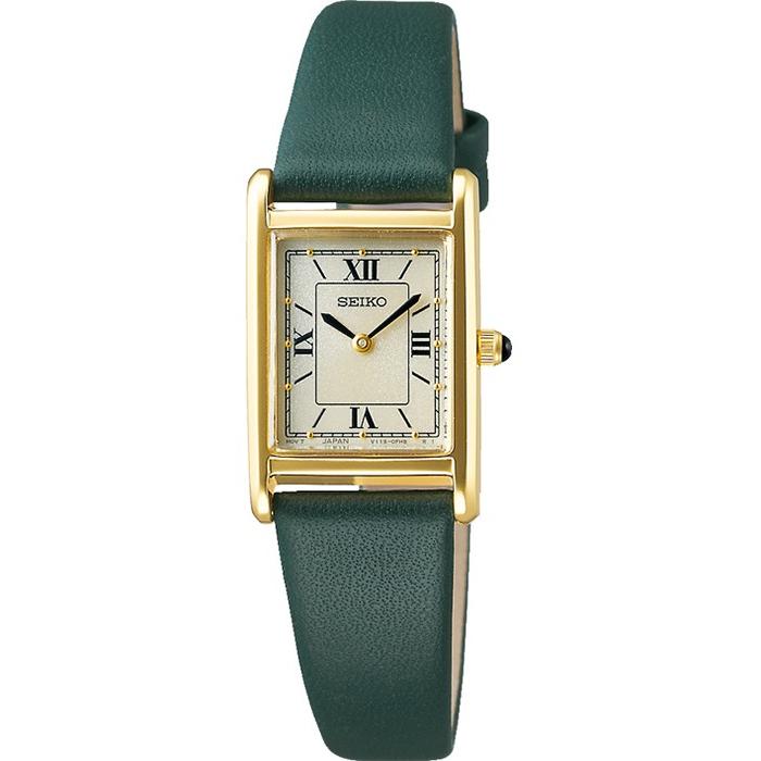 Seiko Selection nano・universe Women's Solar Watch with Leather Strap, White/Green, STPR066