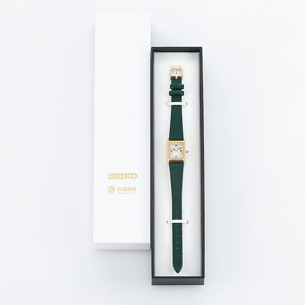 Seiko Selection nano・universe Women's Solar Watch with Leather Strap, White/Green, STPR066