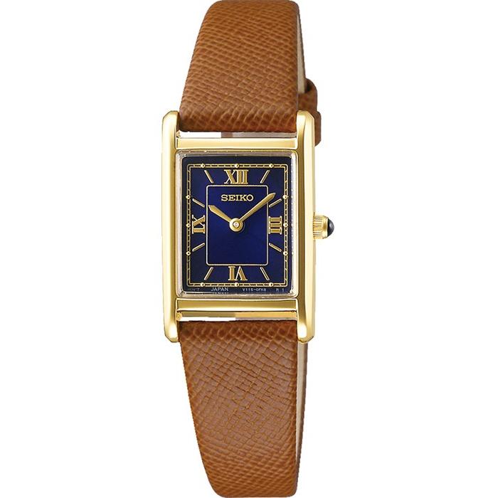 Seiko Selection nano・universe Women's Solar Watch with Leather Strap, Navy Brown, STPR068