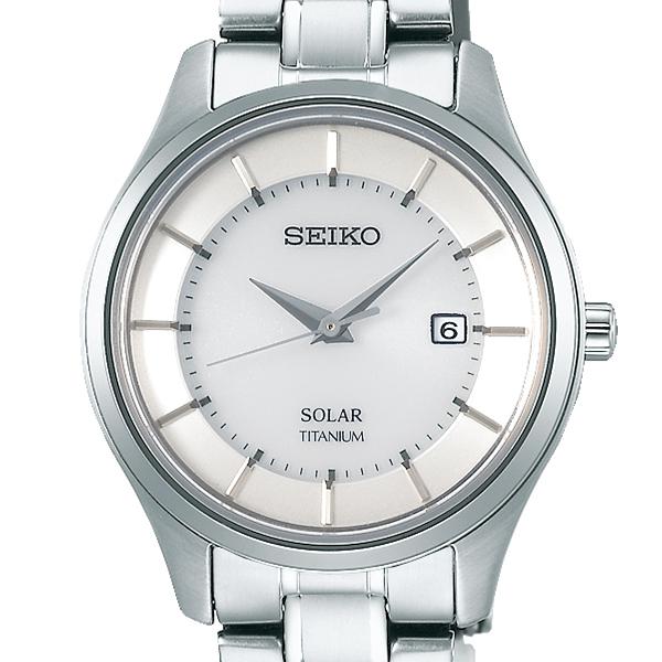 Seiko Selection Pair Solar STPX041 Women's Titanium Watch with Date Calendar, White