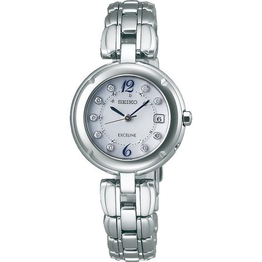 Montres - SEIKO - Exceline - SWCW121 - Femme - Montre radio solaire - Titane - Diamant inclus -